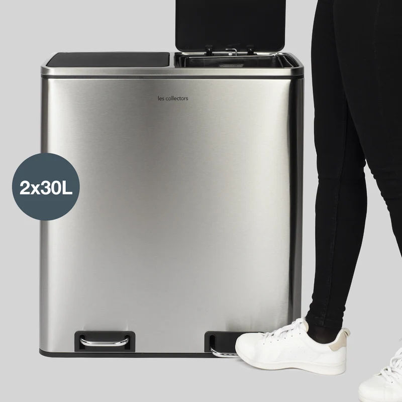 Poubelle de tri 3 x 18L - inox