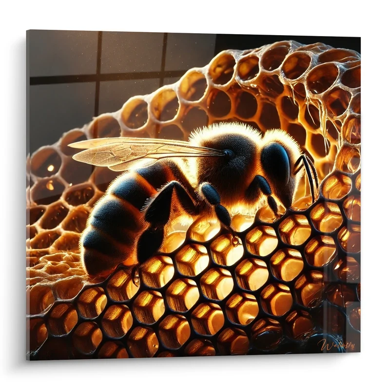 Tableau Abeille noire sur rayons de miel doré - Secrets de la ruche - Edition Abeille