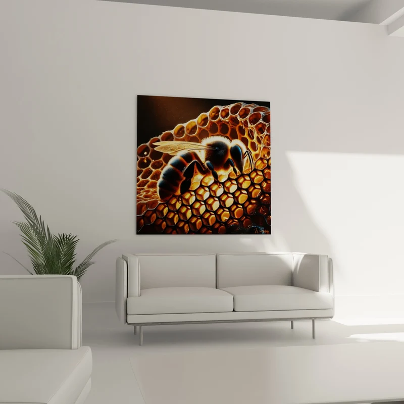 Tableau Abeille noire sur rayons de miel doré - Secrets de la ruche - Edition Abeille
