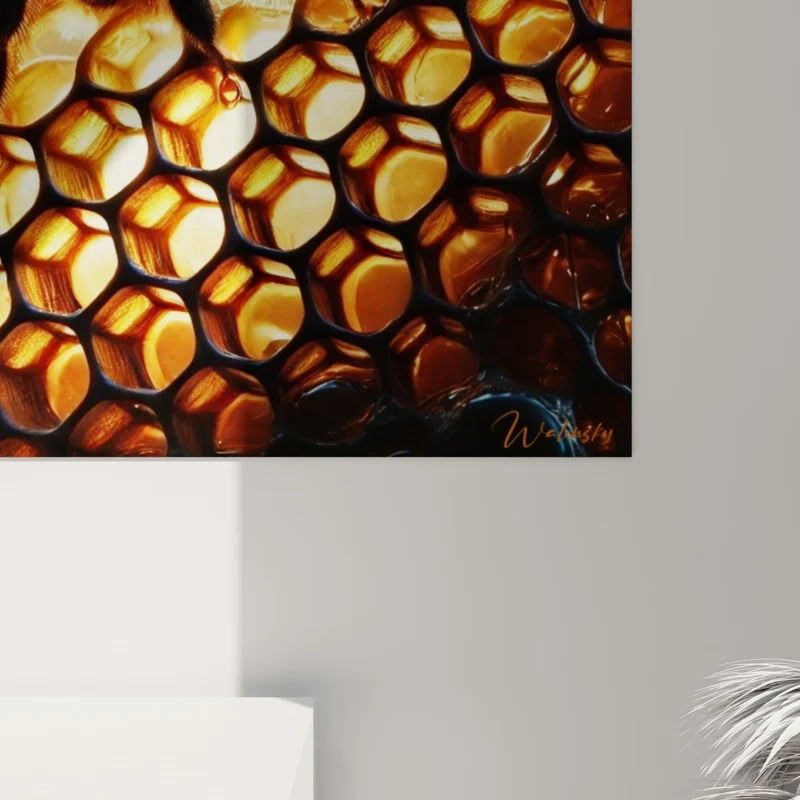 Tableau Abeille noire sur rayons de miel doré - Secrets de la ruche - Edition Abeille