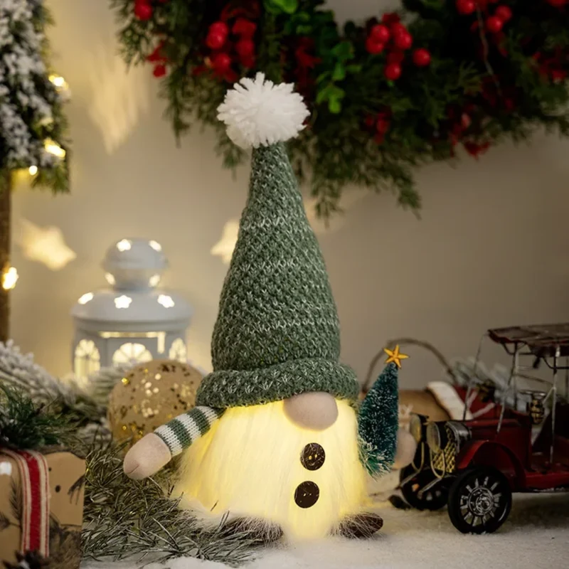 Gnomes de Noël Tricotés Lumineux (Lot de 2 pièces)