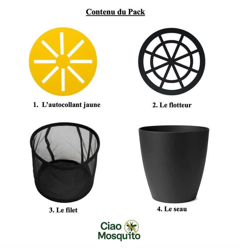 Piège moustique tigre écologique & larves | Anti moustique naturel, sans insecticide | Réutilisable pour jardin, terrasse, balcon, zones humides | Pack complet Ciao Mosquito®