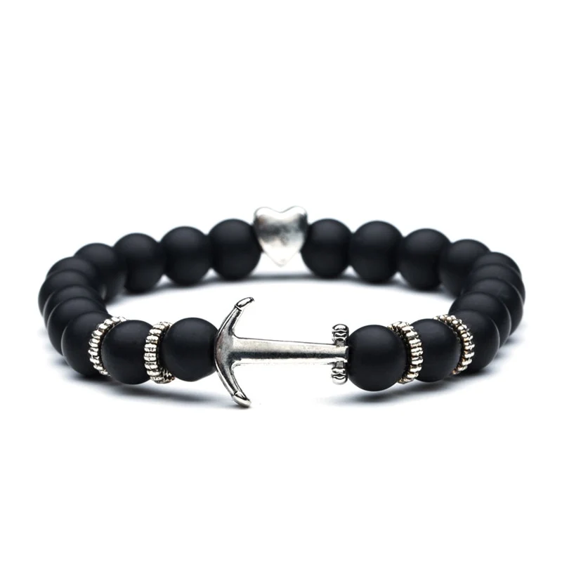 Bracelet Ancre en Onyx noir