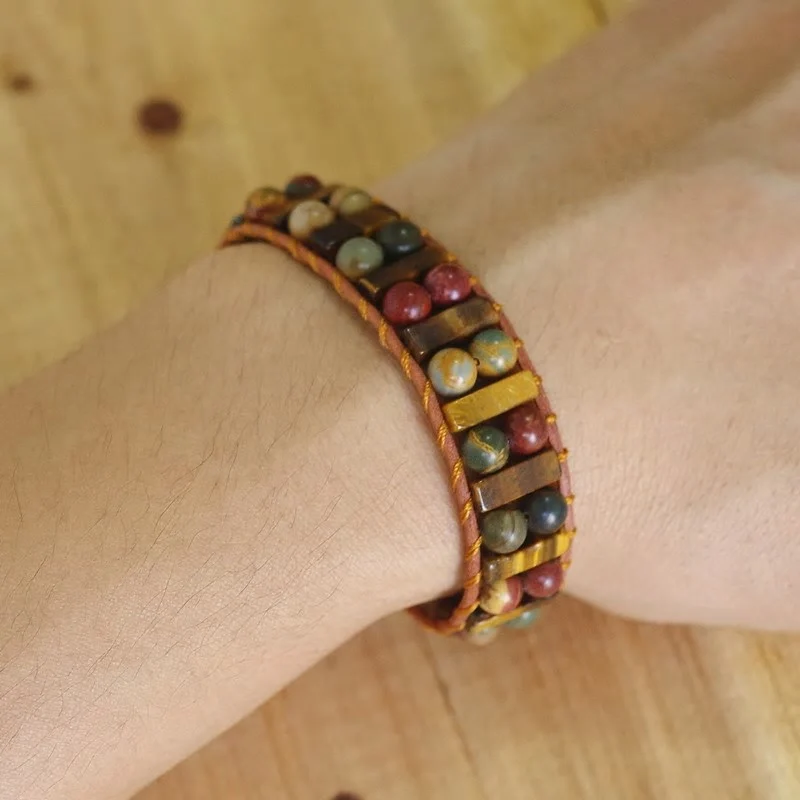 Bracelet Boho en jaspe et oeil de tigre
