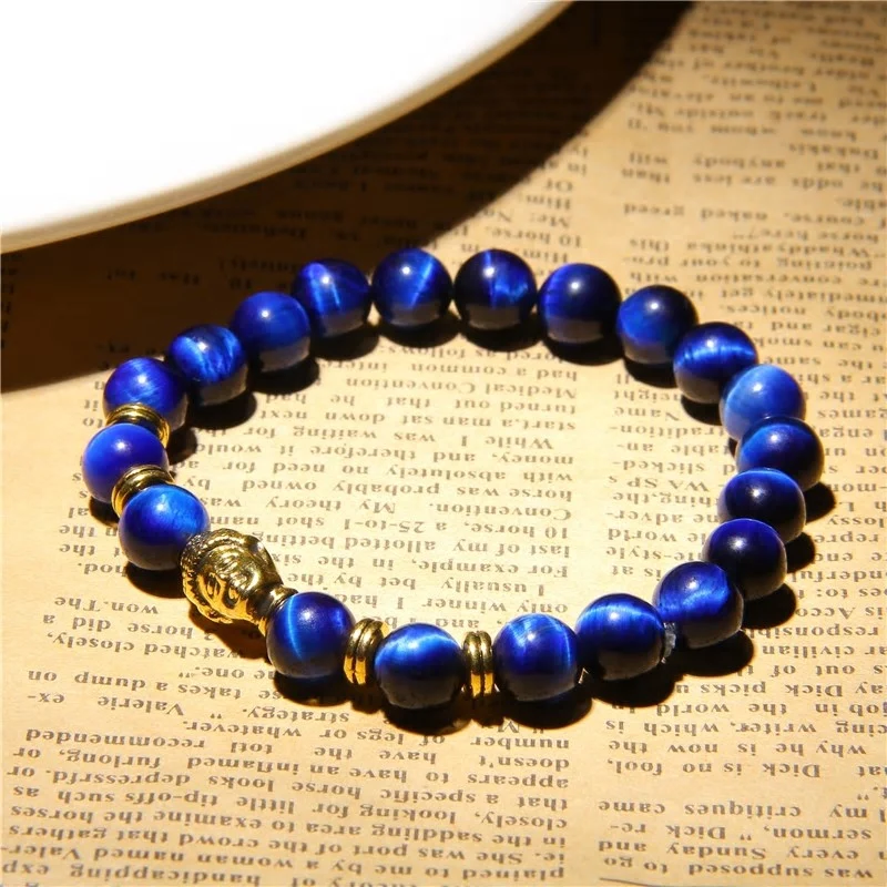 Bracelet en oeil de tigre bleu