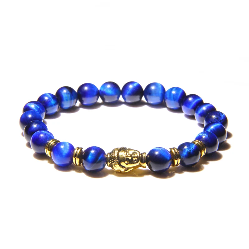 Bracelet en oeil de tigre bleu