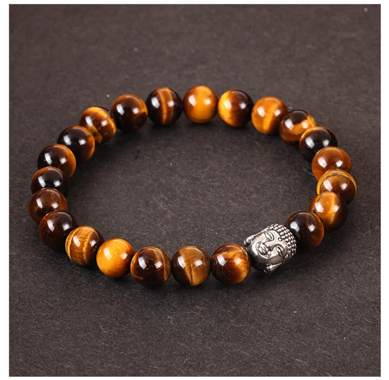 Bracelet boudha en oeil de tigre