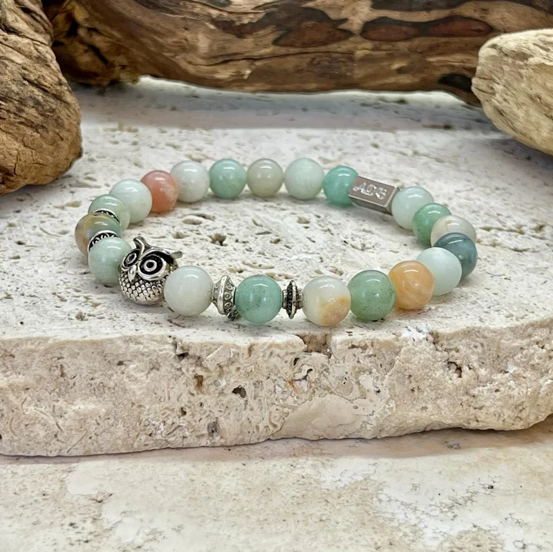 Bracelet équilibre "hibou" en Amazonite