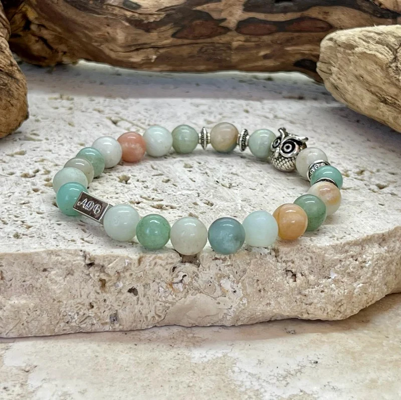 Bracelet équilibre "hibou" en Amazonite