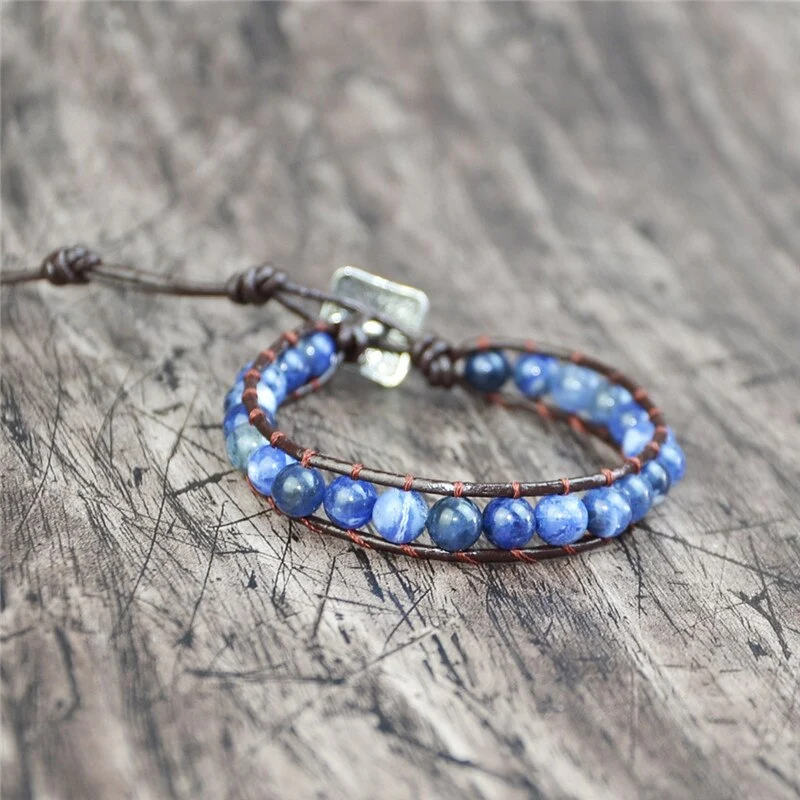 Bacelet tressé en sodalite supérieure