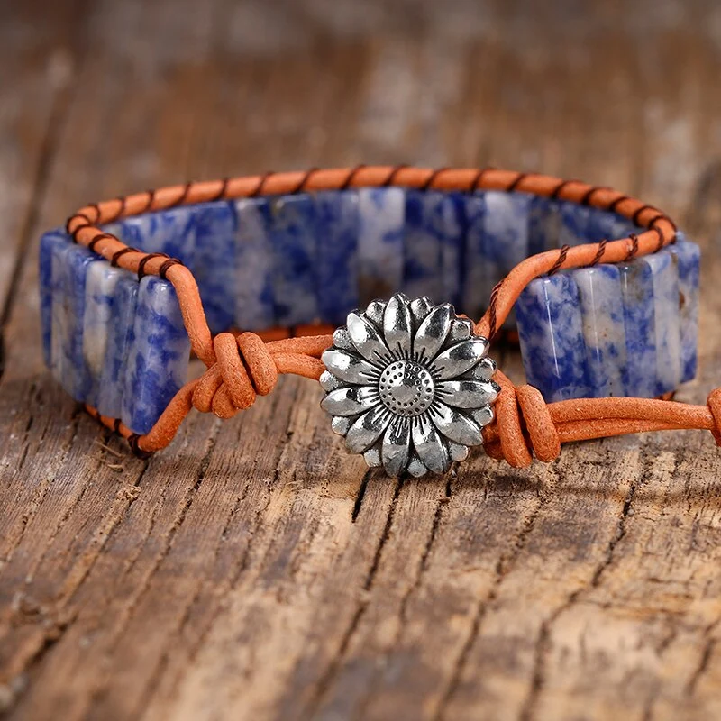 Bracelet d'amitié en sodalite et cuir