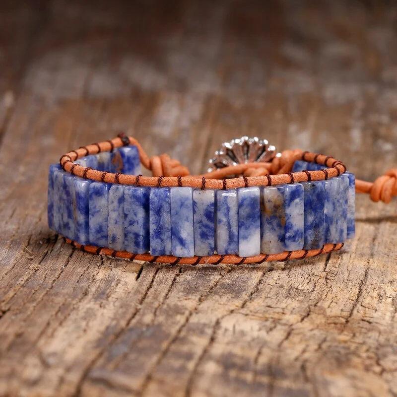 Bracelet d'amitié en sodalite et cuir