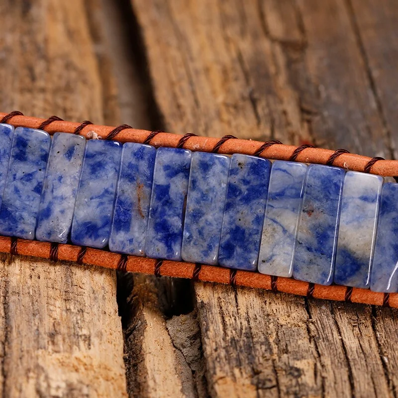 Bracelet d'amitié en sodalite et cuir