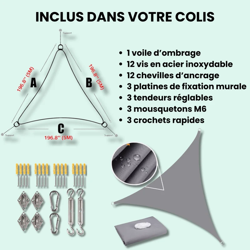 Voile d'Ombrage Triangulaire Imperméable