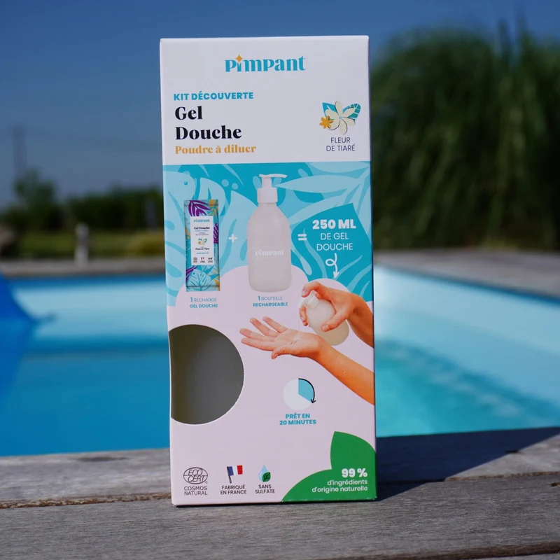 Kit Gel Douche à Diluer | Bouteille Réutilisable + Recharge Poudre