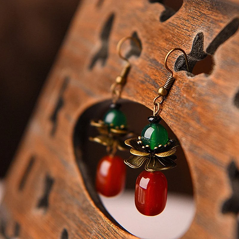 Boucles d'oreille en agate et cuivre