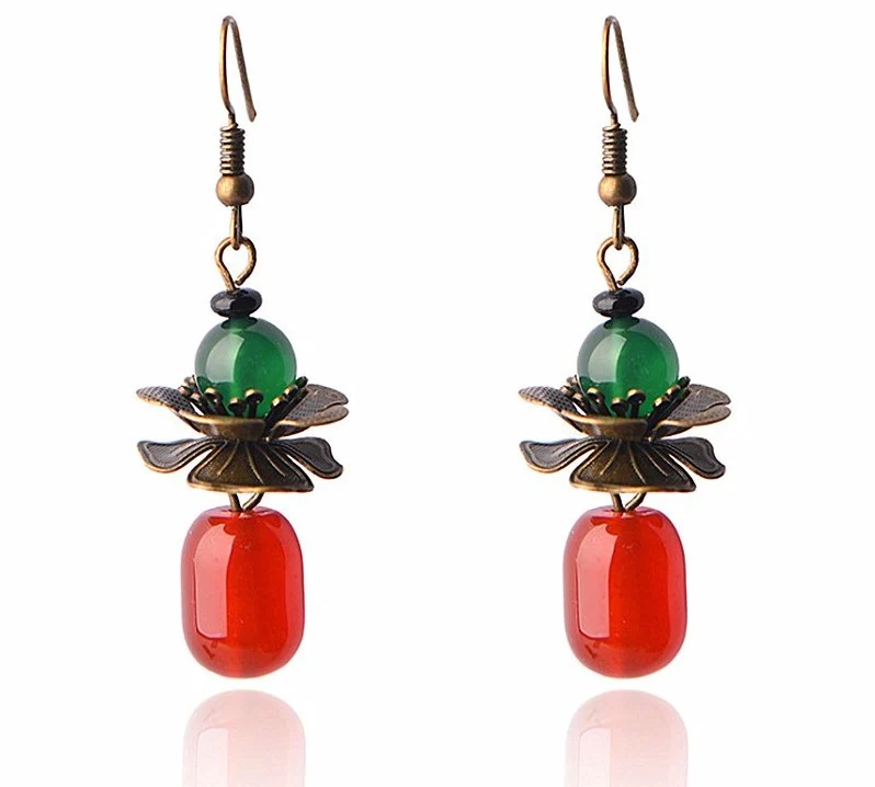 Boucles d'oreille en agate et cuivre