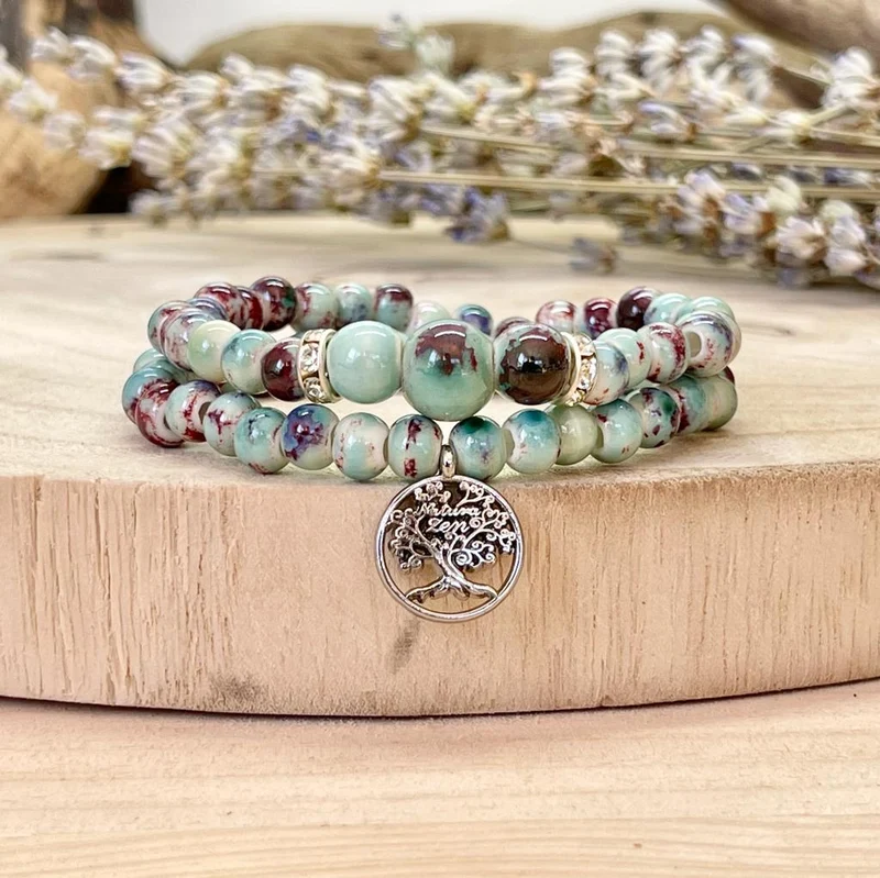Bracelet perles de fleurs