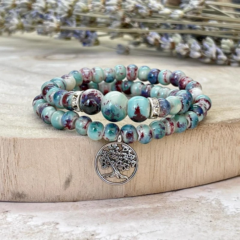 Bracelet perles de fleurs