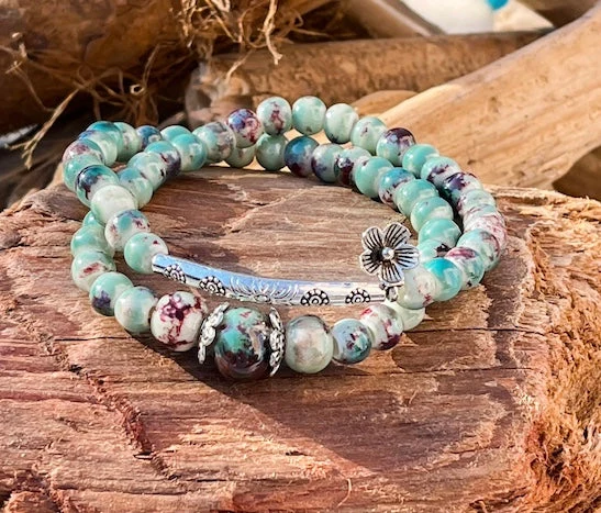 Bracelet perles de fleurs
