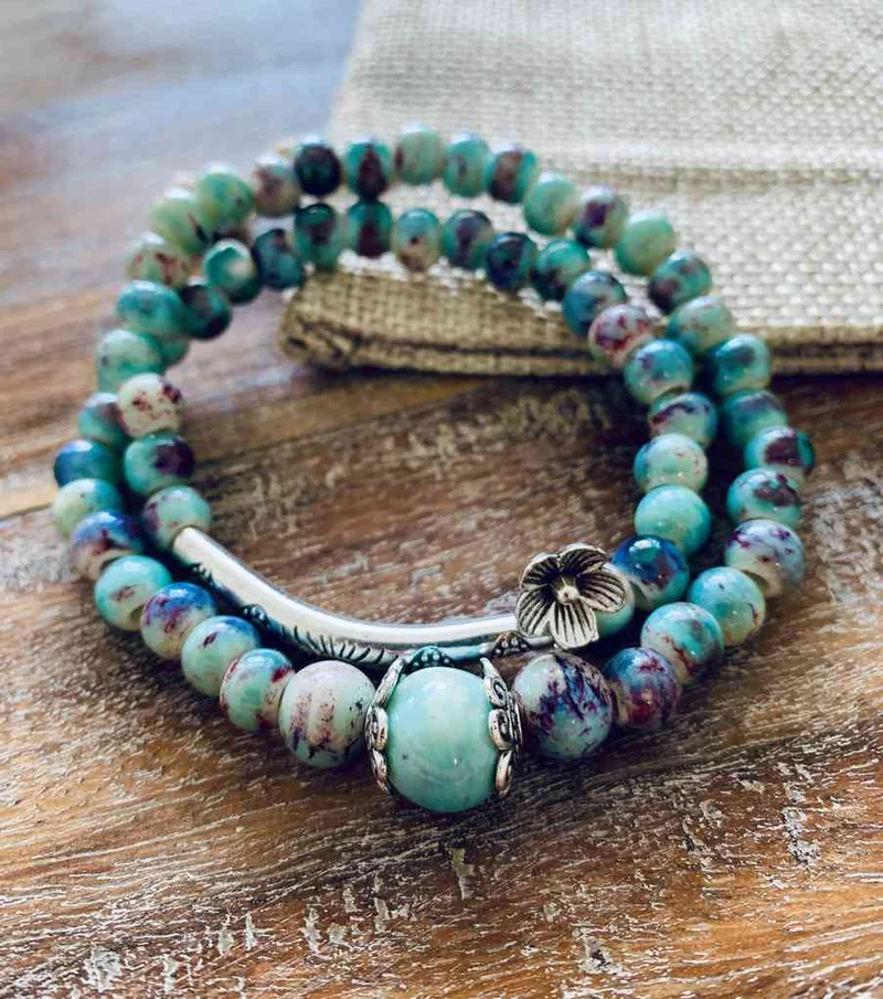 Bracelet perles de fleurs