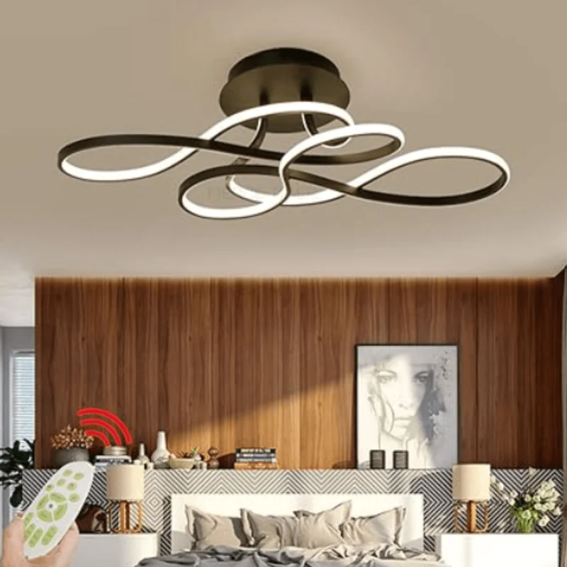 Plafonnier Design LED en Volutes Noir Élégant