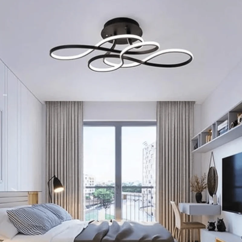 Plafonnier Design LED en Volutes Noir Élégant