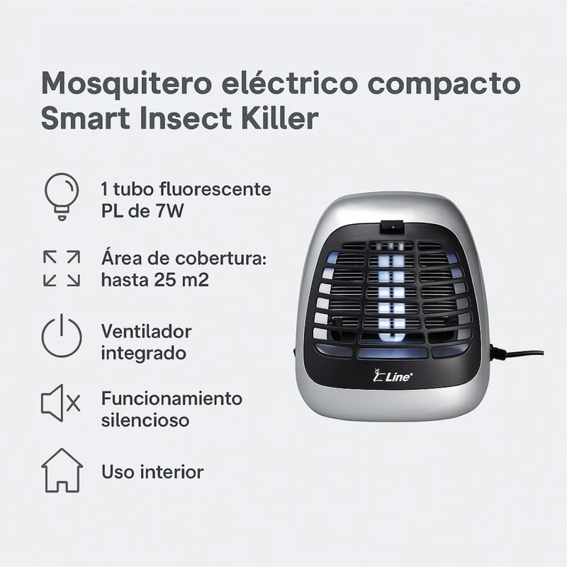 Mosquitero eléctrico compacto Smart Insect Killer – 7W con Tubo Fluorescente y ventilador