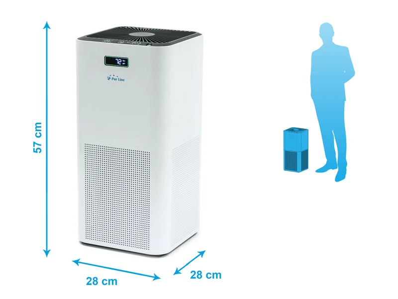 Purificateur d'air avec filtre HEPA, PM2, ioniseur, écran tactile LED, 3 vitesses et mode AUTO pour 60m2