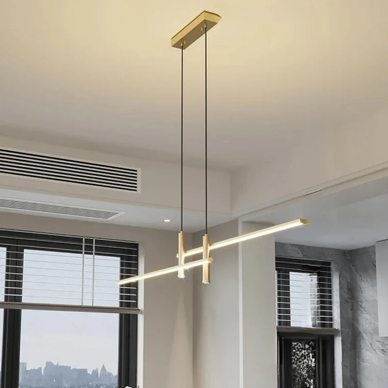 Lustre Minimaliste Suspendu Doré Raffiné