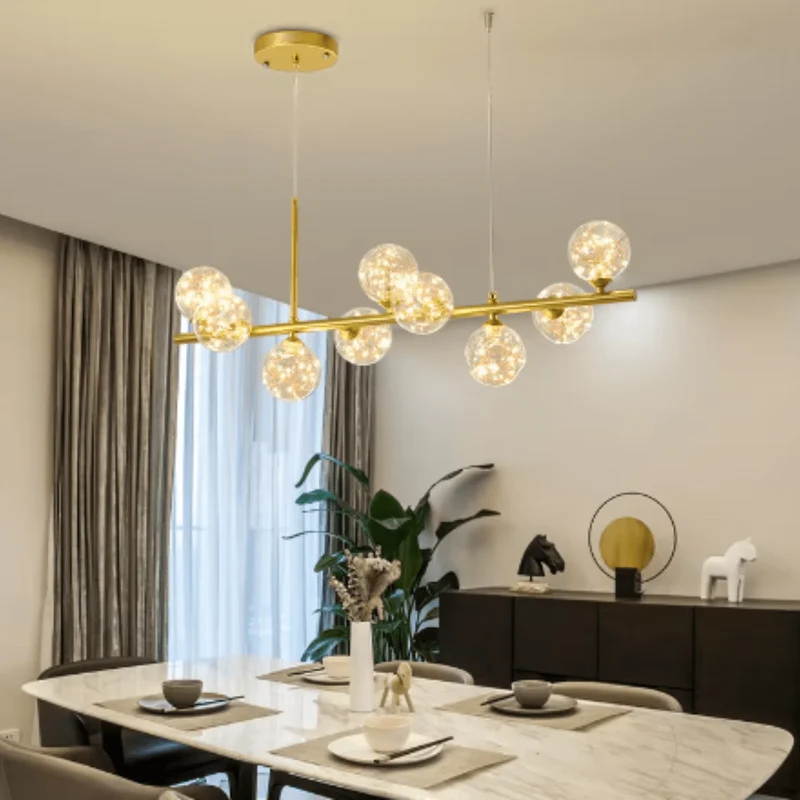 Lustre Doré Raffiné pour Salle à Manger Moderne