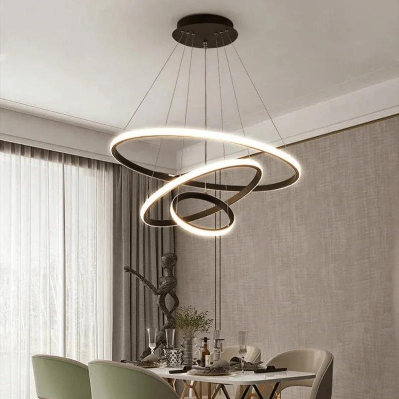 Lustre Design Noir Élégant pour Salon