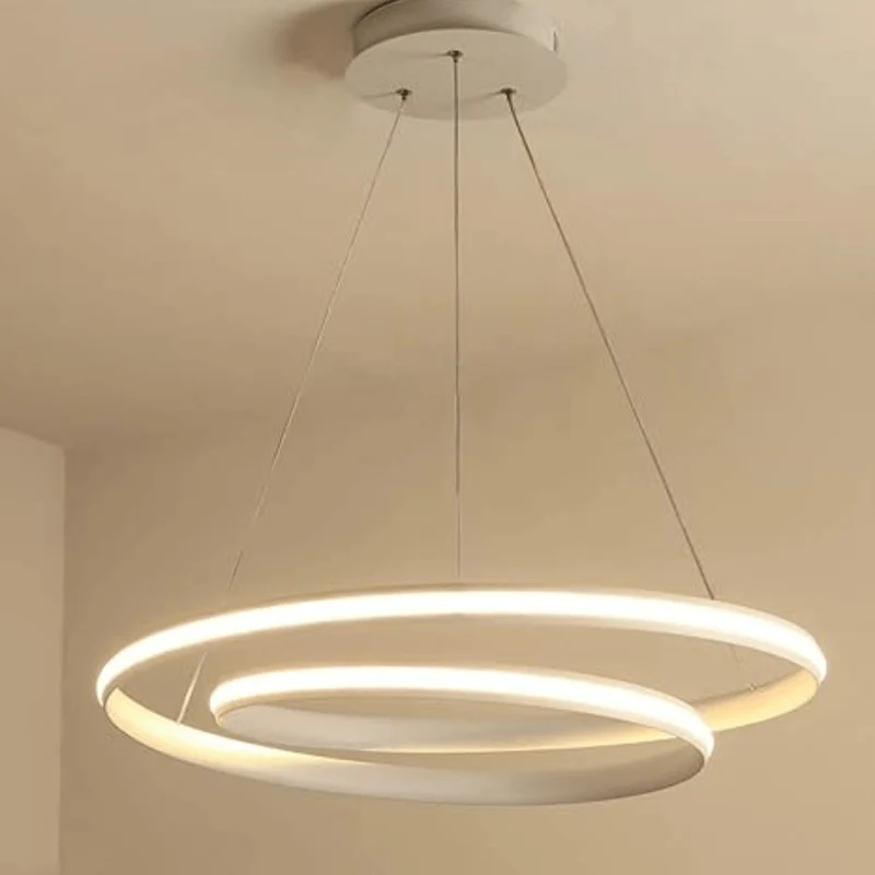 Lustre Salon Design Blanc Minimaliste Circulaire