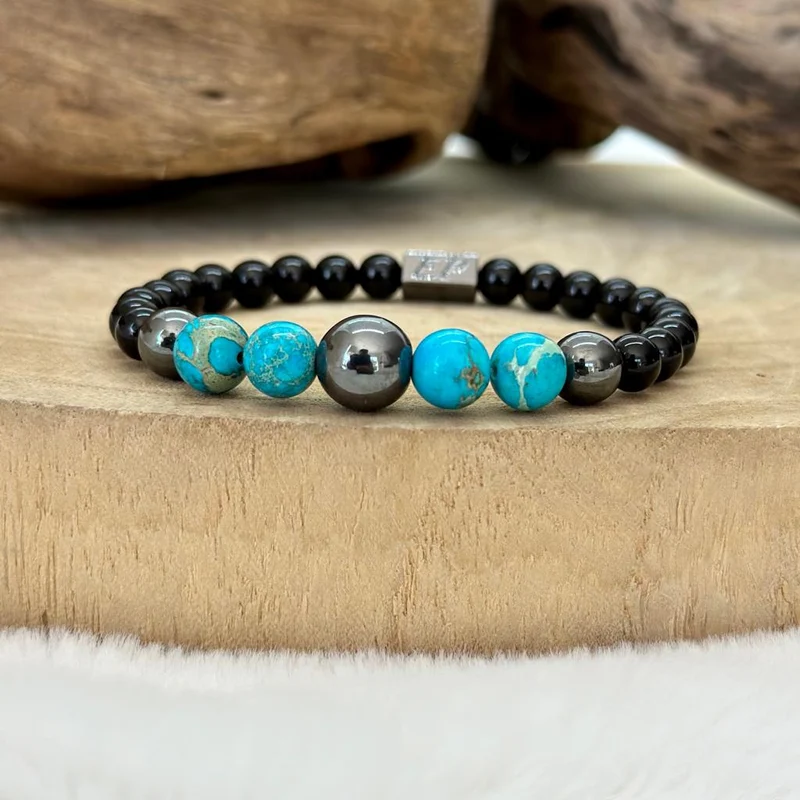 Bracelet turquoise et obsidienne
