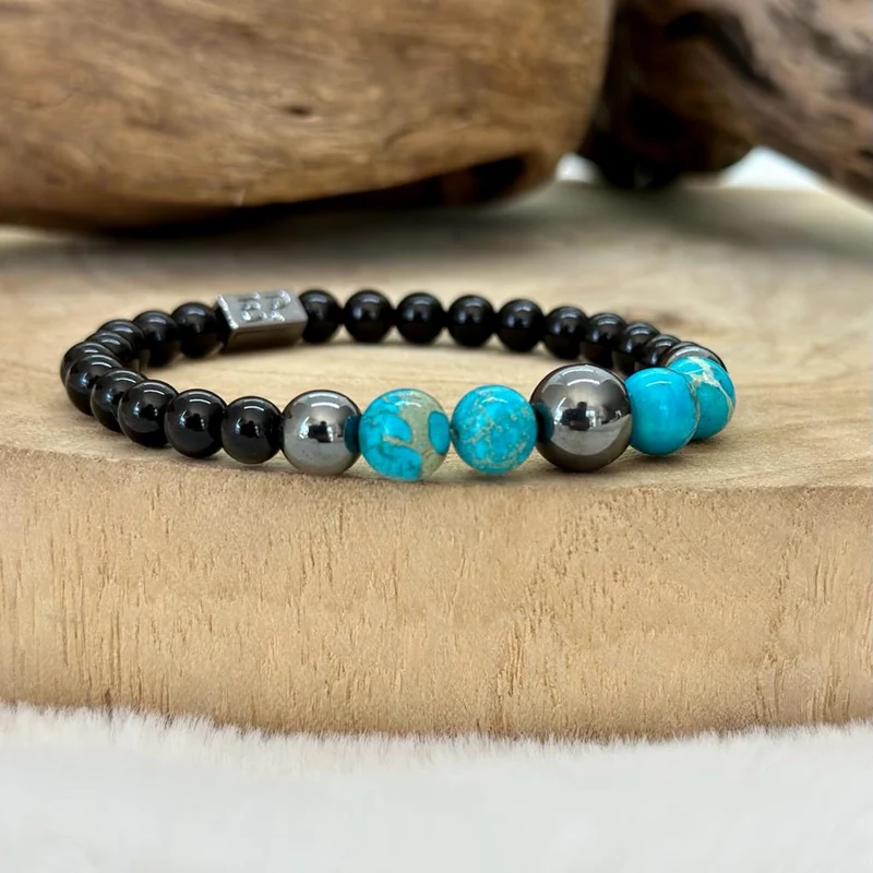 Bracelet turquoise et obsidienne