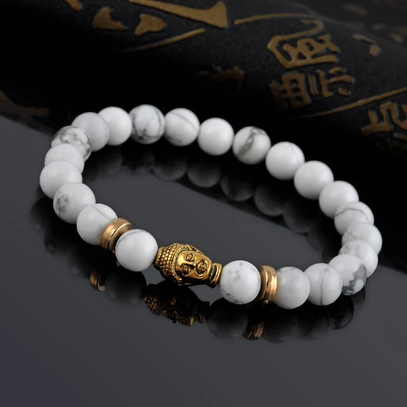 Bracelet Buddha en Howlite