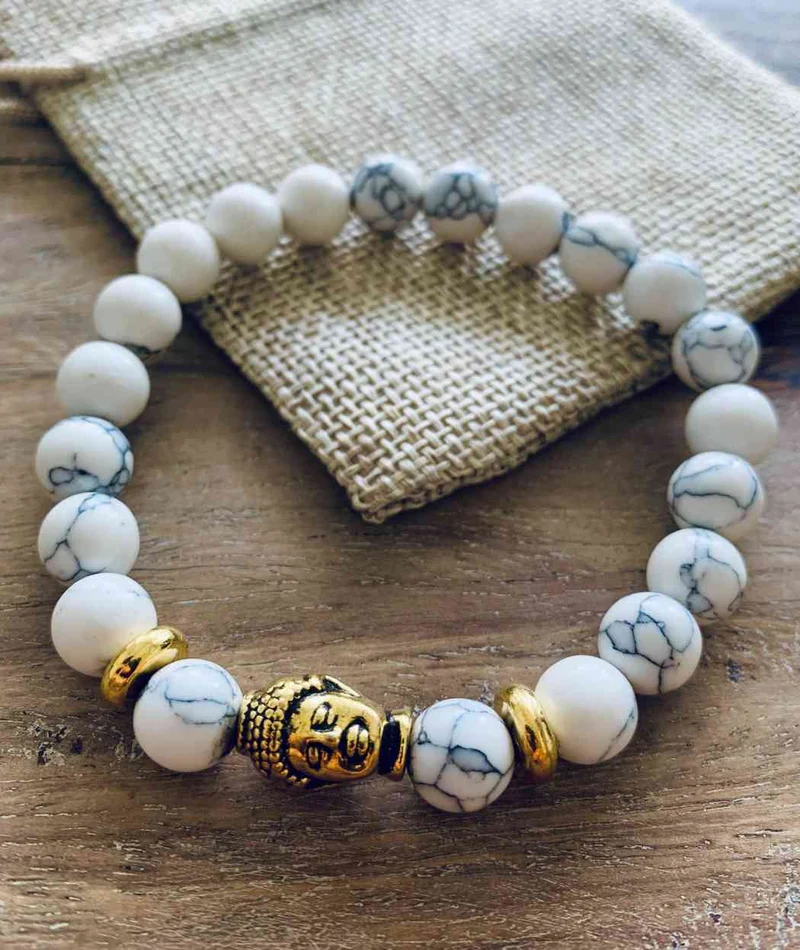Bracelet Buddha en Howlite