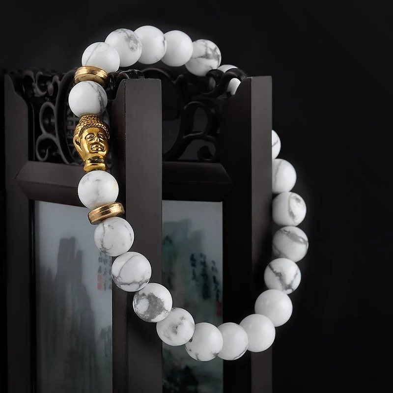 Bracelet Buddha en Howlite