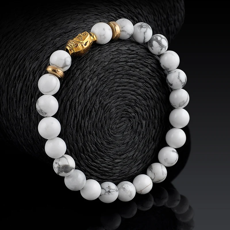 Bracelet Buddha en Howlite