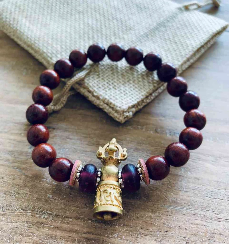 Bracelet tibétain en bois d'olivier