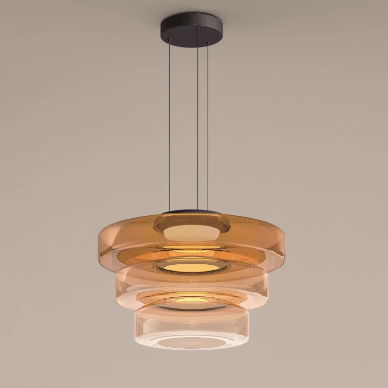 Lustre en Verre Superposé Minimaliste Élégant