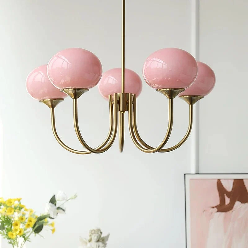 Chandelier Vintage Fleurs de Rose Raffiné