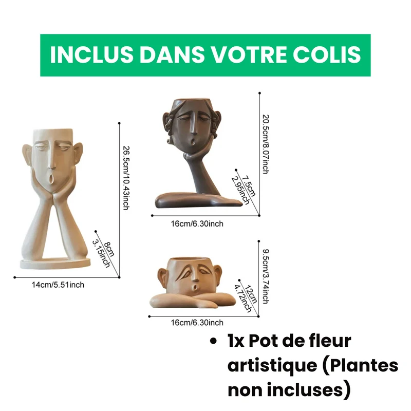 Pot de Fleurs Visages Artistiques Élégants
