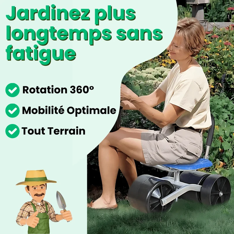 Tabouret Roulant de Jardinage Ergonomique Ultra-confortable