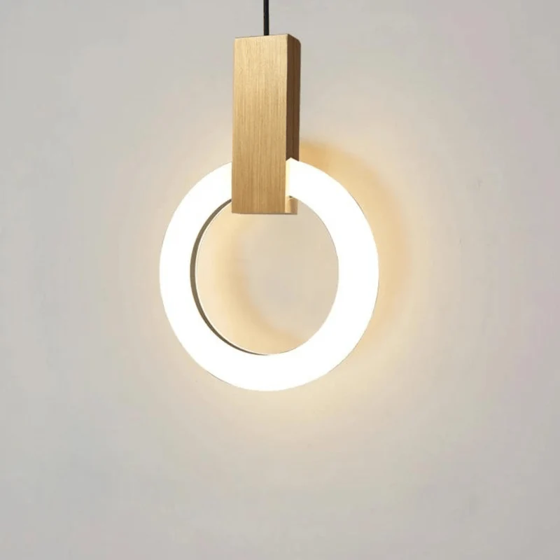Lampe LED Suspendue Circulaire en Frêne Nordique