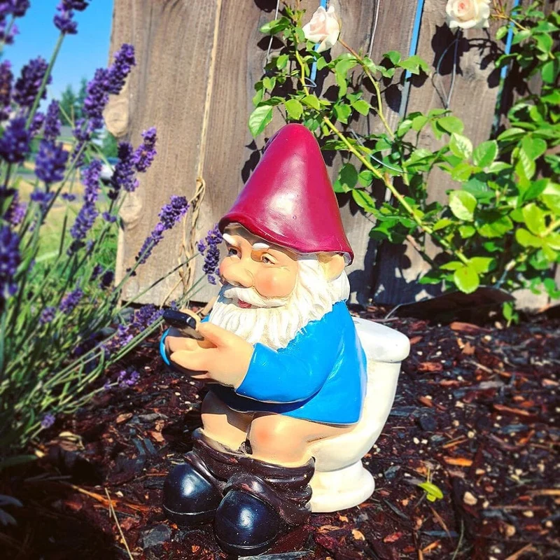 Nain de jardin Original aux toilettes