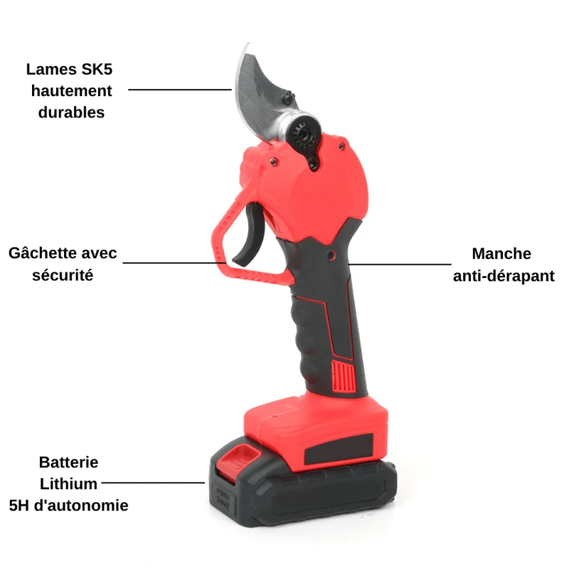 Sécateur électrique pro sans fil (+Batterie Offerte)