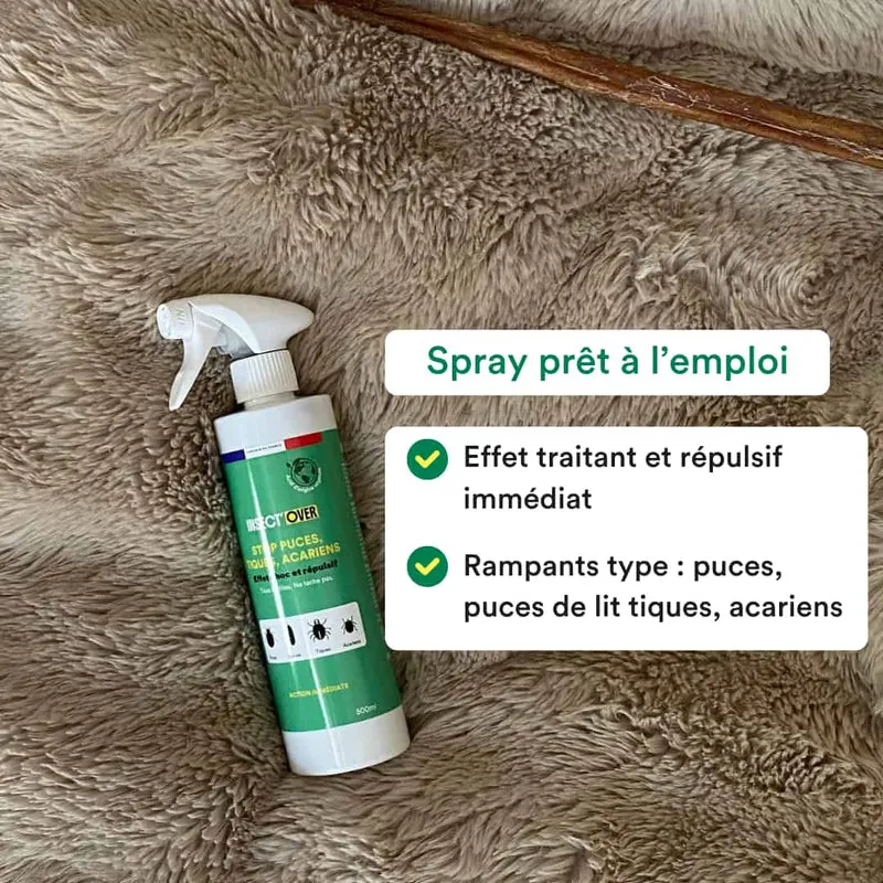 Spray anti-puces, tiques, acariens