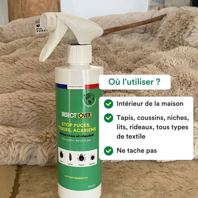 Spray anti-puces, tiques, acariens