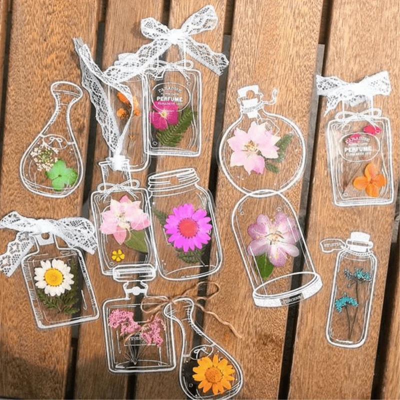 Marque-pages Transparents Floraux Artistiques (Lot de 20 + 10 Offerts)